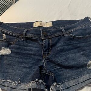 Hollister Dark Indigo Distressed Denim Shorts